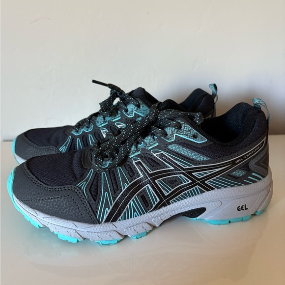 ASICS Women's Gel-Venture 7 Black and Blue Shoes - Picture 4 of 10